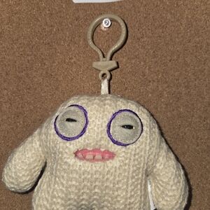 Plush Monster Keychain - Cream and Purple